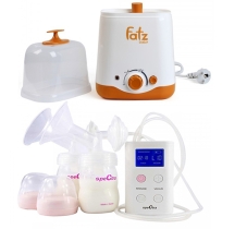 Combo Máy Hút Sữa Spectra 9Plus + Máy Hâm Nóng Và Tiệt Trùng 2 Bình Cổ Rộng FatzBaby FB3012SL 
