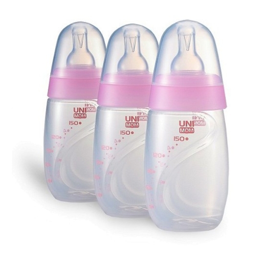 Bình trữ sữa mẹ Unimom UM871128 có núm ti cho bé bú - 150ml (bộ 3 bình)