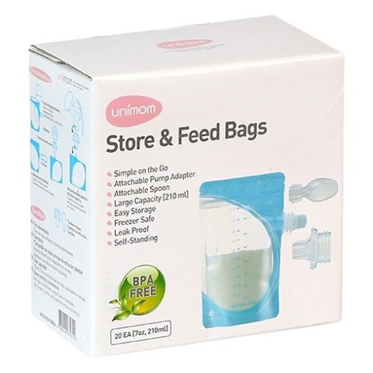 Túi trữ sữa mẹ và thức ăn cho bé ăn trực tiếp bằng thìa Unimom UM870329 ( Loại 50 túi/hộp)