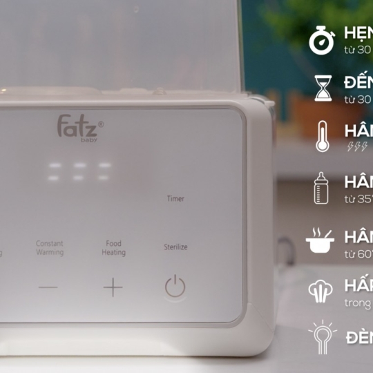 MÁY HÂM SỮA TIỆT TRÙNG ĐIỆN TỬ DUO 3 PLUS + FATZBABY FB3094TK
