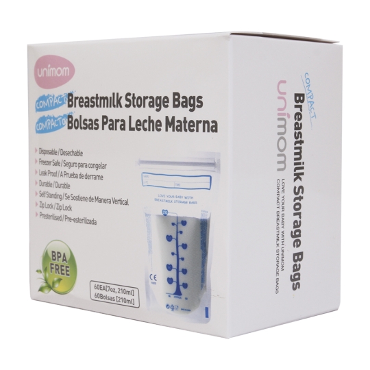 TÚI ĐỰNG SỮA MẸ (TRỮ SỮA MẸ) UNIMOM TIÊU CHUẨN STANDARD KHÔNG CÓ BPA 210ML (60 TÚI/HỘP)